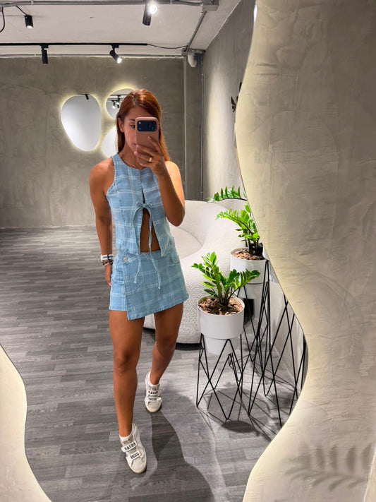Set Denim en cuadros
